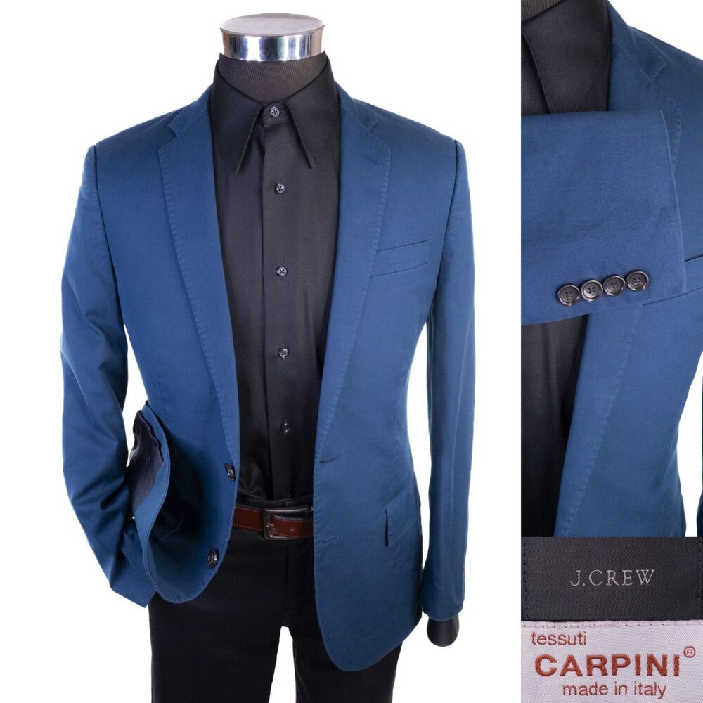 J Crew Ludlow Blazer Sport Coat Sz 36S Blue Carpini Cotton Two Button Jacket